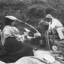 Cooking on the fire, early 20th century(?)