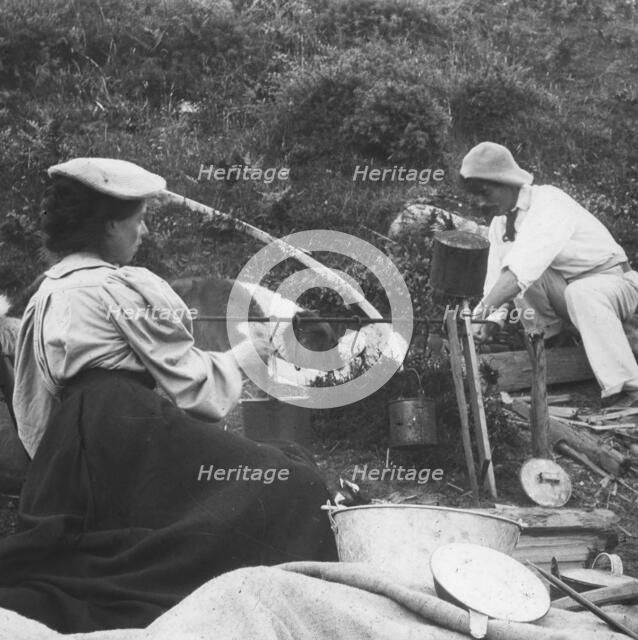 Cooking on the fire, early 20th century(?). Artist: Unknown