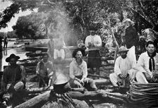 Cooking on a raft, Paraguay, 1911