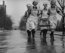 Cooks Carrying Food, 1942. Creator: British Pathe Ltd