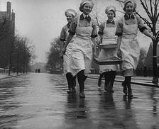 Cooks Carrying Food, 1942. Creator: British Pathe Ltd