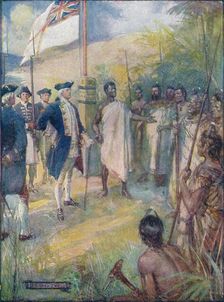 Cook Told The Maoris That He Had Come To Set A Mark Upon Their Islands c1908, (c1920). Artist: Joseph Ratcliffe Skelton