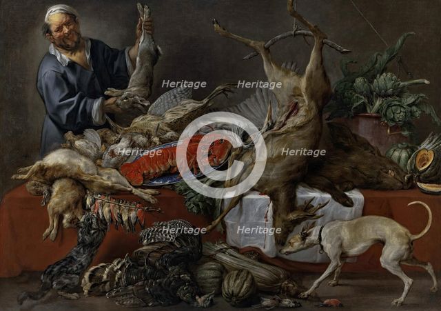 Cook at the Table with Game, 1650. Creators: Paul de Vos, Jacob Jordaens I.