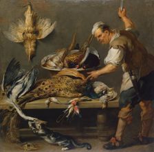 Cook at a Kitchen Table with Dead Game on it, 1634. Creator: Frans Snyders