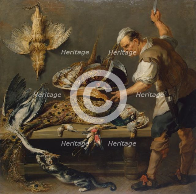 Cook at a Kitchen Table with Dead Game on it, 1634. Creator: Frans Snyders.