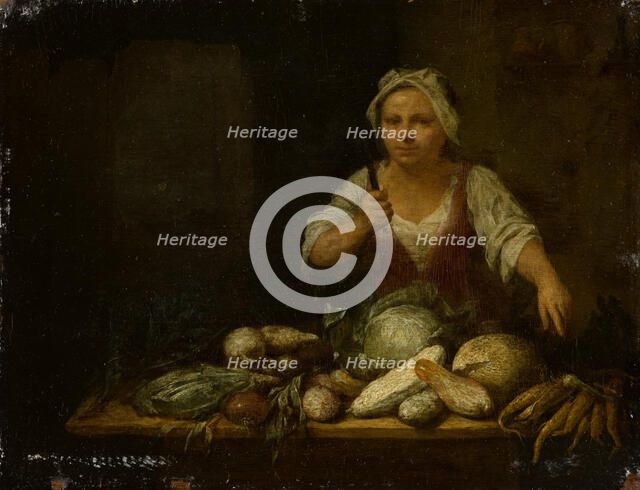 Cook Cleaning Vegetables, 1714. Creator: Nicolas van Haeften.