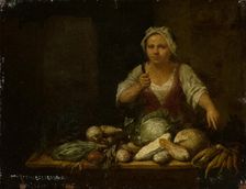 Cook Cleaning Vegetables, 1714. Creator: Nicolas van Haeften