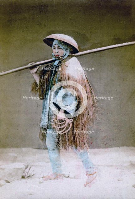 Coolie in winter dress, Japan, 1882. Artist: Felice Beato