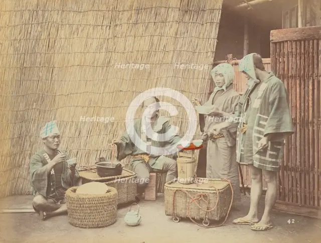 Coolies Wayside Refreshments, 1870s-1890s. Creator: Kusakabe Kimbei.