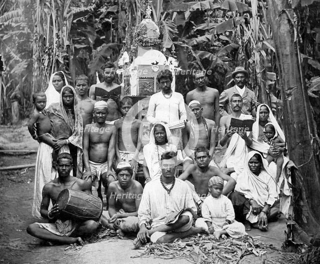 'Coolies at worship', Jamaica, c1905.Artist: Adolphe Duperly & Son