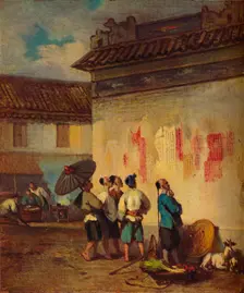 Coolies Reading a Proclamation, Macao c1840. Artist: George Chinnery