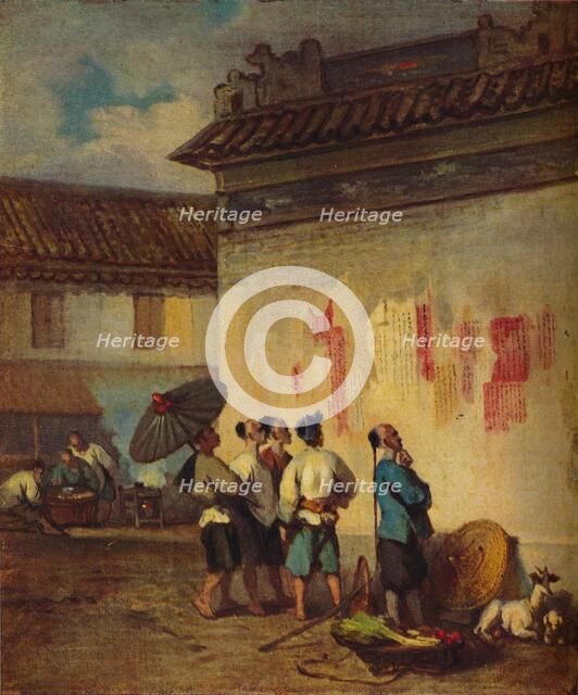 'Coolies Reading a Proclamation, Macao', c1840. Artist: George Chinnery.