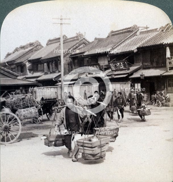 Coolies, street scene in Tokyo, 1896. Artist: Underwood & Underwood