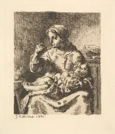 Cooling the Porridge, 1861. Creator: Jean Francois Millet