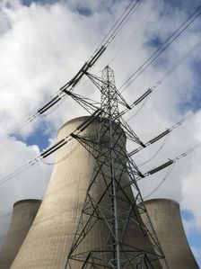 Cooling towers and pylon, Didcot A Power Station, Didcot, Oxfordshire, 2013. Artist: Steve Cole