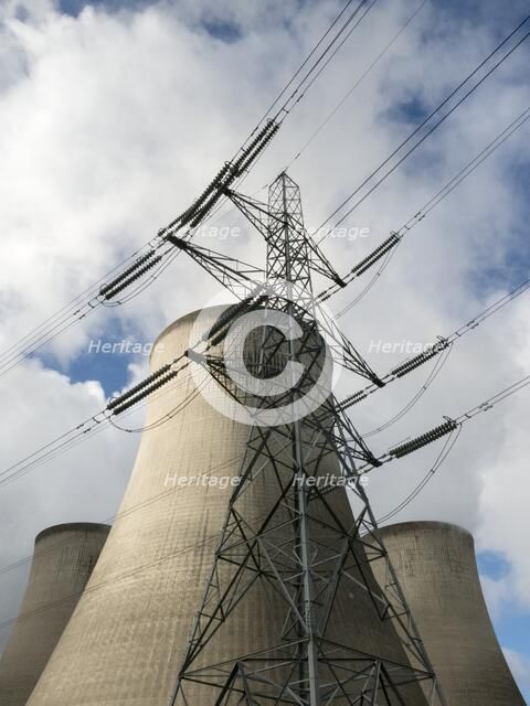 Cooling towers and pylon, Didcot 'A' Power Station, Didcot, Oxfordshire, 2013. Artist: Steve Cole.