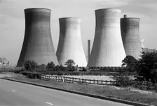 Cooling towers of an unidentified power station, Lincolnshire, c1945-c1980. Artist: Eric de Maré