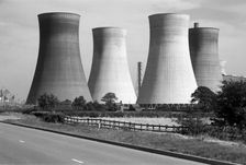 Cooling towers of an unidentified power station, Lincolnshire, c1945-c1980. Artist: Eric de Maré