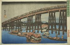 Cooling off at Ryogoku Bridge (Ryogokubashi noryo), from the series "Famous...", c. 1839/42. Creator: Ando Hiroshige