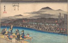 Cooling off in the Evening at Shijogawara, ca. 1834., ca. 1834. Creator: Ando Hiroshige