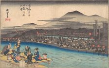 Cooling off in the Evening at Shijogawara, ca. 1834., ca. 1834. Creator: Ando Hiroshige