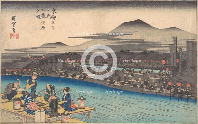 Cooling off in the Evening at Shijogawara, ca. 1834., ca. 1834. Creator: Ando Hiroshige.