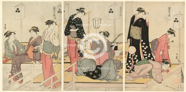 Cooling Off in the Evening at Shijogawara, c. 1784. Creator: Torii Kiyonaga.