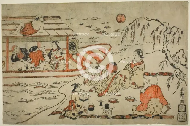 Cooling Off on a Summer Evening, c. 1715. Creator: Okumura Masanobu.