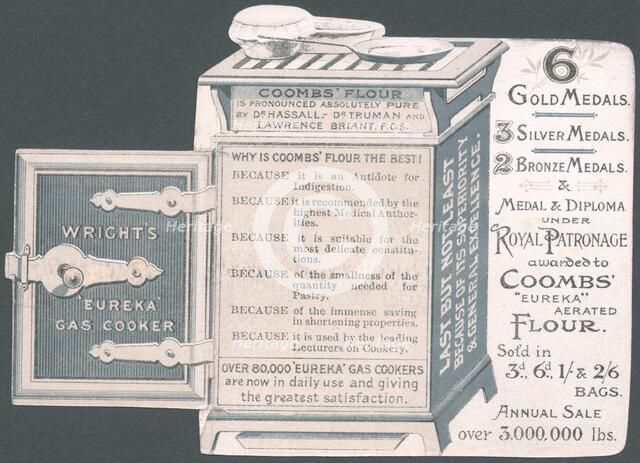 Coombs / Wrights Pastry flour, 1890s. Artist: Unknown
