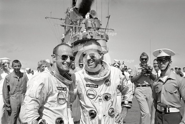 Cooper and Conrad on deck, 1965. Creator: NASA.