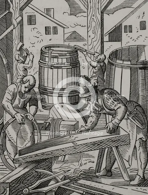 Cooper's workshop, 16th century (1877). Creator: Jost Ammon.