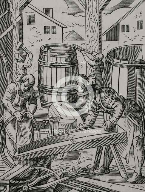 Cooper's workshop, 16th century (1877). Creator: Jost Ammon.