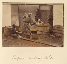Coopers - Making Tubs, about 1873-1883. Creator: Shinichi Suzuki I