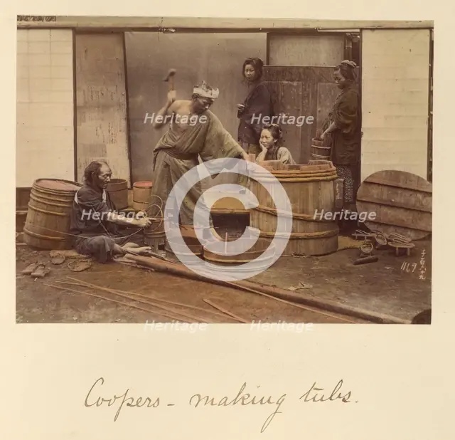 Coopers - Making Tubs, about 1873-1883. Creator: Shinichi Suzuki I.