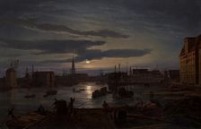 Copenhagen Harbor by Moonlight, 1846. Creator: Johan Christian Dahl
