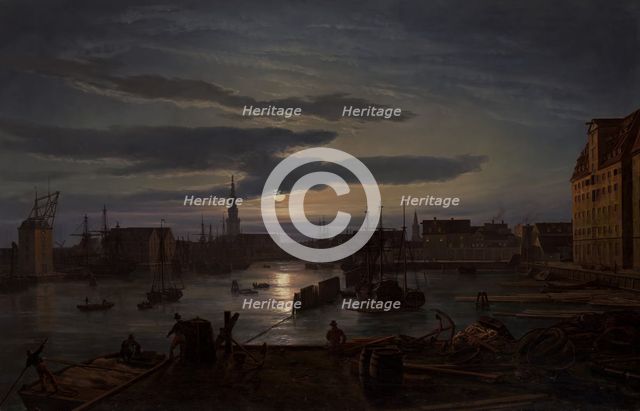 Copenhagen Harbor by Moonlight, 1846. Creator: Johan Christian Dahl.