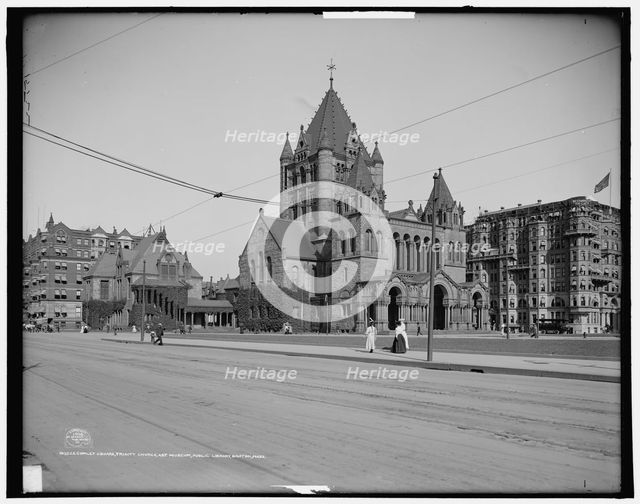 Copley Square, Trinity Church, Art Museum, Public Library, Boston, Mass., c1906. Creator: Unknown.