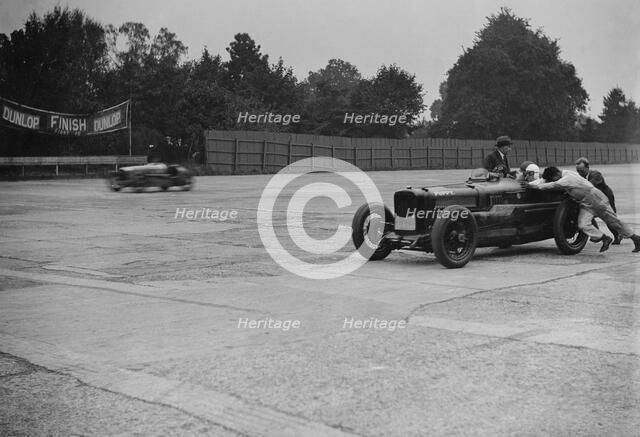 Coppa Florio type Sunbeam of EL Bouts, Surbiton Motor Club race meeting, Brooklands, Surrey, 1928. Artist: Bill Brunell.