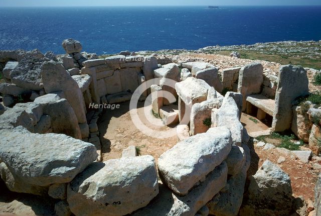 Copper Age temple at Mnajdra in Malta. Artist: Unknown