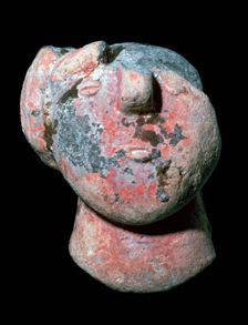 Copper age pottery head