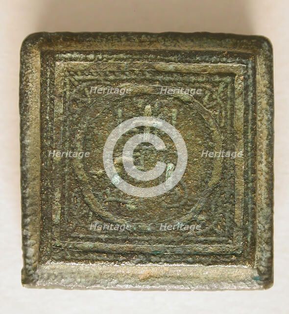 Copper-Alloy Balance Weight with Cross in a Circular Border, Byzantine, 5th-6th century. Creator: Unknown.