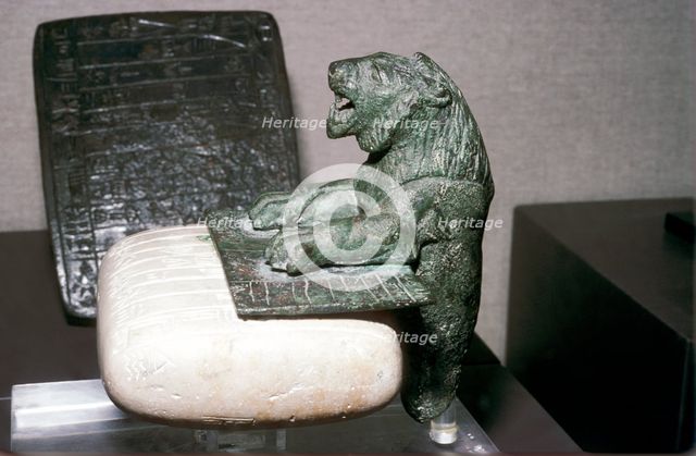 Copper and limestone foundation deposit, Syria, Hurrian, end of 3rd millenium BC. Artist: Unknown