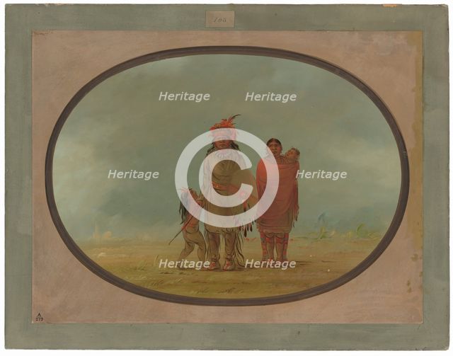 Copper Chief, His Wife, and Children, 1855/1869. Creator: George Catlin.