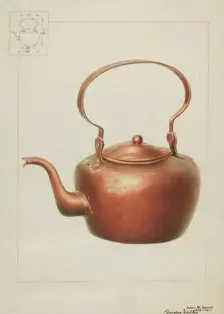 Copper Kettle with Spout, c. 1936. Creators: Gordon Saltar, James M. Lawson