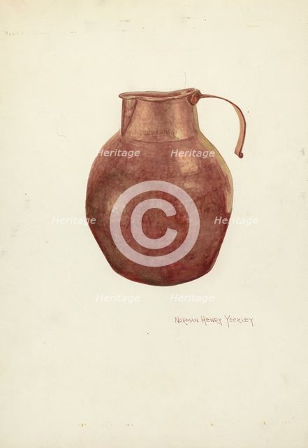 Copper Pitcher, 1935/1942. Creator: N. H. Yeckley.