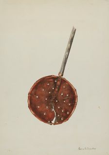 Copper Sugar Strainer, c. 1938. Creator: Annie B Johnston