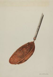 Copper Sugar Strainer, c. 1939. Creator: Annie B Johnston