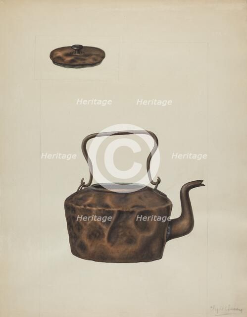 Copper Tea Kettle, 1935/1942. Creator: Clyde L. Cheney.