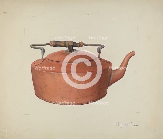 Copper Tea Kettle, c. 1939. Creator: Eugene Croe.