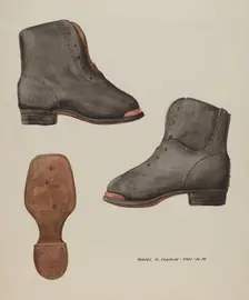 Copper-toed Child's Shoe, c. 1937. Creator: Majel G. Claflin